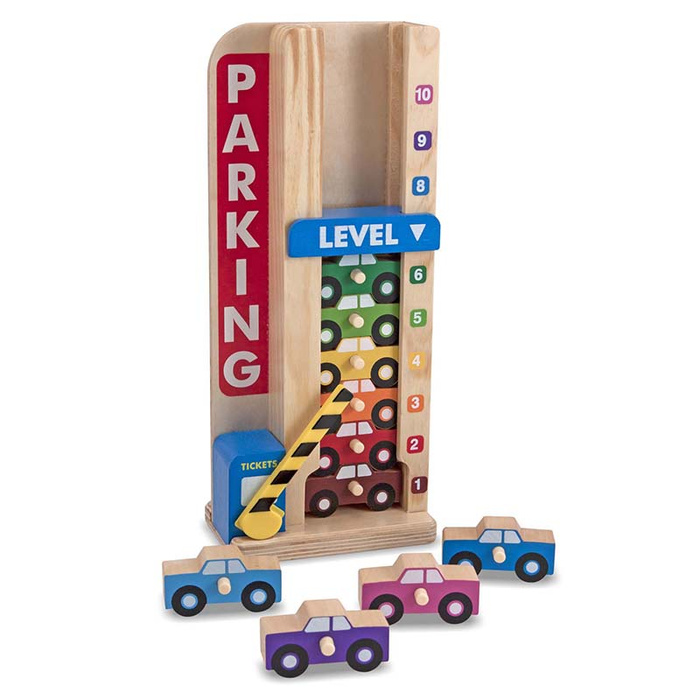 Zestaw drewniany autka z wieżą parkingową Melissa and Doug 15182-MD