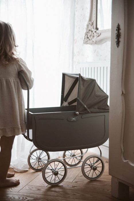 Duży wózek dla lalek Doll Pram Vintage Grey Astrup 84157