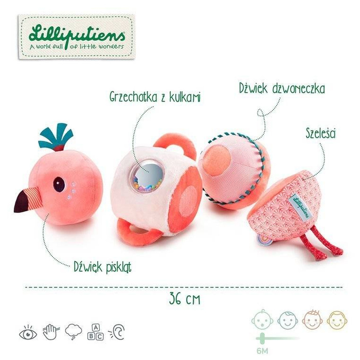 Pluszowy 4-elementowy wałek dźwiękowy Flaming Anais 83205-Lilliputiens