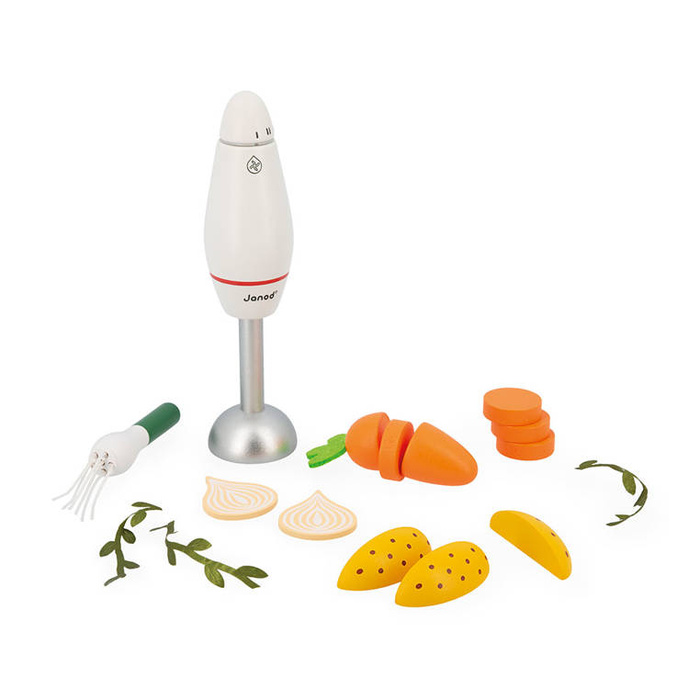 Zestaw do gotowania zupy z drewnianym blenderem i akcesoriami Janod J06634