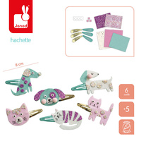 Zestaw kreatywny do tworzenia biżuterii brokatowe spinki do włosów Pieski i kotki Janod J09181 