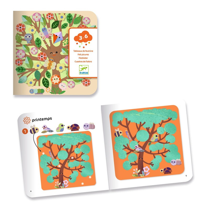 Zestaw artystyczny tworzenie kolorowych ilustracji z filcowych naklejek Drzewa Djeco DJ00089