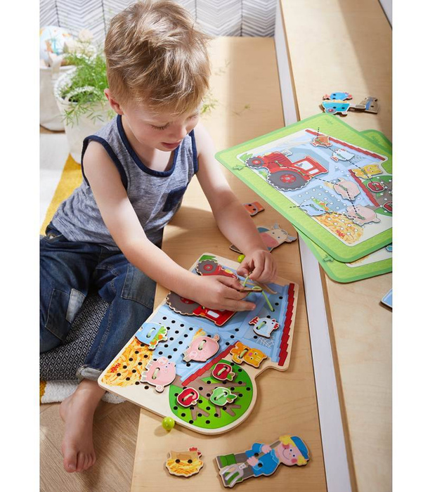 Nawlekanka-sznurowanka Farma HB305289-Haba, zabawki motoryczne dla dzieci