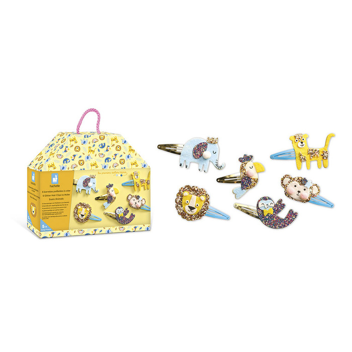 Zestaw kreatywny do tworzenia biżuterii Brokatowe spinki do włosów Egzotyczne zwierzęta Janod J09178