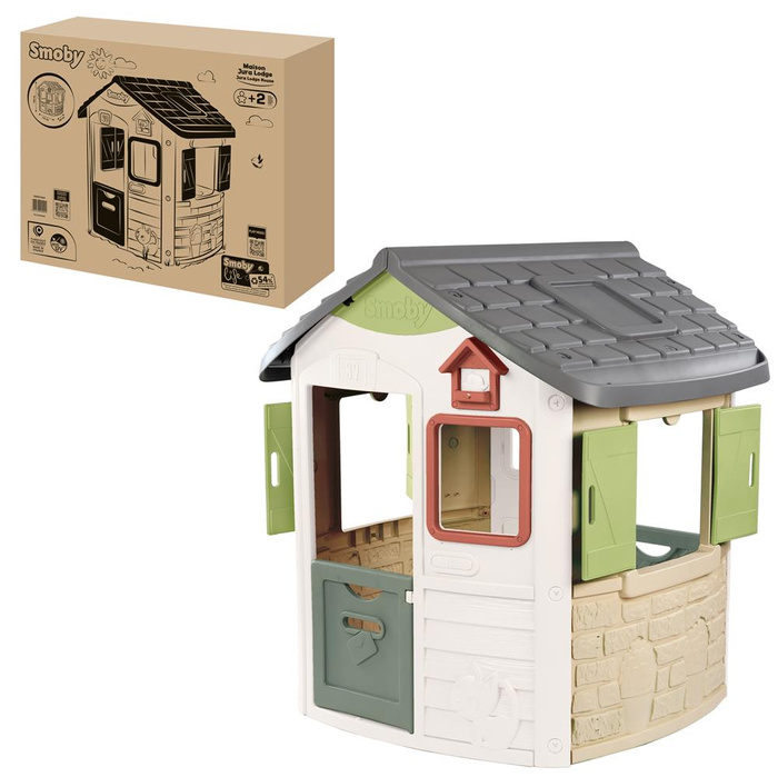 Domek ogrodowy Neo Jura Smoby 810504 z otwieranymi okiennicami Centrum kreatywnych przygód dziecka