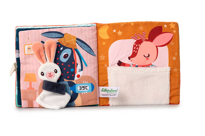 Miękka książeczka aktywizująca z mini-komforterem sarenka Stella i jej przytulanka 83491 Lilliputiens