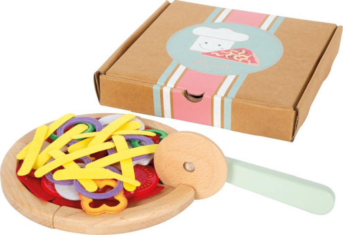 Drewniana pizza w pudełku zestaw kuchenny dla dzieci Small Foot 12697