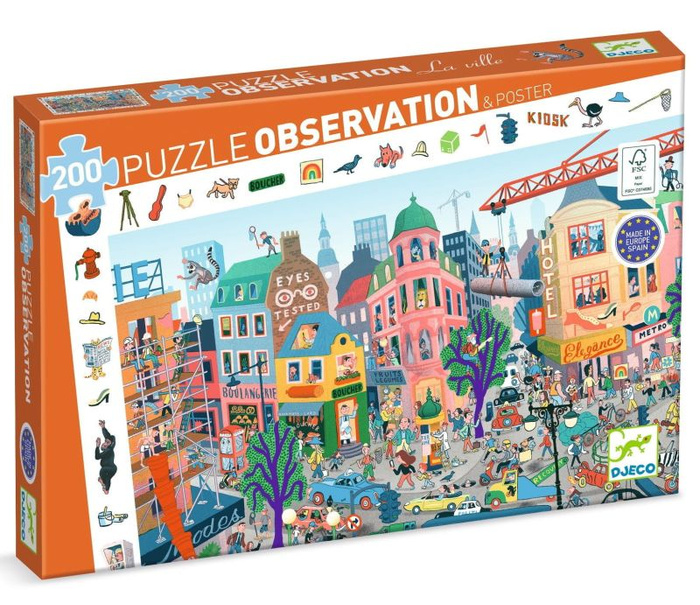 Puzzle 200 elementów obserwacja Miasto Djeco DJ07515