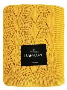 Kocyk ażurowy zygzak miodowa musztarda LL7309-Lullalove, kocyki dla dzieci