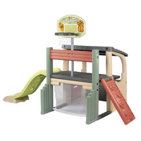 Centrum Zabawy Smoby 840206 wszechstronny Plac zabaw z koszem bramką i ścianką wspinaczkową dla dzieci
