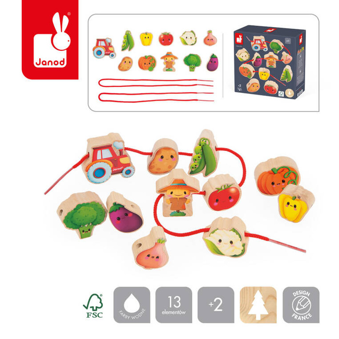 Nawlekanka z drewnianymi Warzywami Farma J03313 Janod