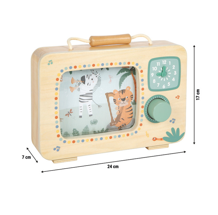 Drewniana zabawka muzyczna Telewizor pozytywka Safari Small Foot 12735