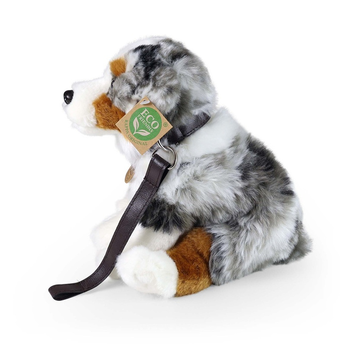 Pluszowy Owczarek Australijski ze smyczą 27 cm Rappa 221123 realistyczna i ekologiczna Maskotka dla dzieci