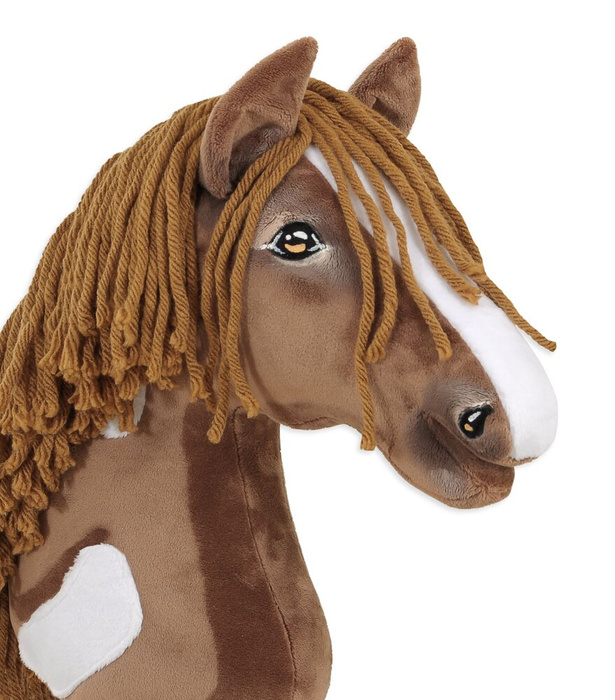 Super Hobby Horse Koń na kiju Western z długą miękką grzywą ręcznie wykonany gniady konik Premium