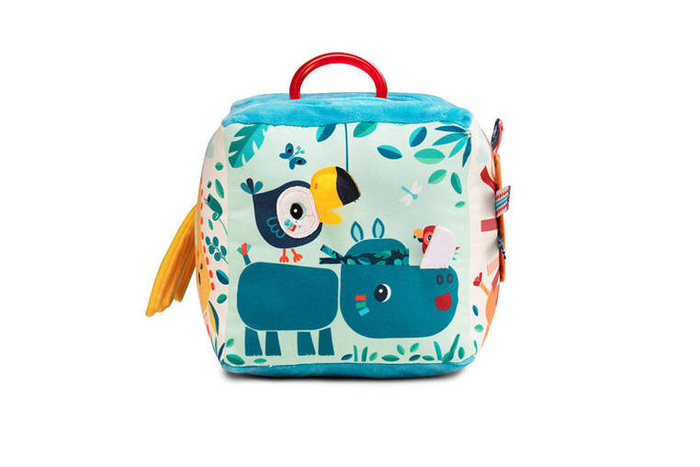 Kostka aktywizująca z pozytywką wielofunkcyjna miękka z gryzakiem Dżungla 83399 Lilliputiens