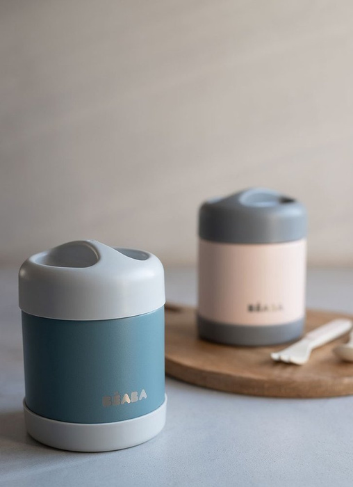 Termos na obiad dla dziecka ze stali nierdzewnej z hermetycznym zamknięciem 300 ml szaro turkusowy Beaba 912907