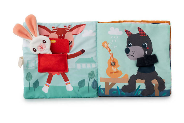 Miękka książeczka aktywizująca z mini komforterem Smok Joe i jego przytulanka 83492 LILLIPUTIENS