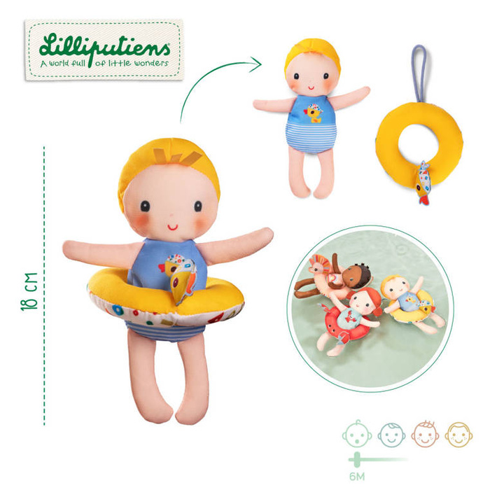 Laleczka do kąpieli z kółkiem w komplecie zabawa w wodzie Gaspard 83423 Lilliputiens