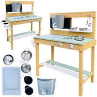 Duża interaktywna drewniana Kuchnia AXI A031.038.00 z akcesoriami do zabawy wodą i piaskiem