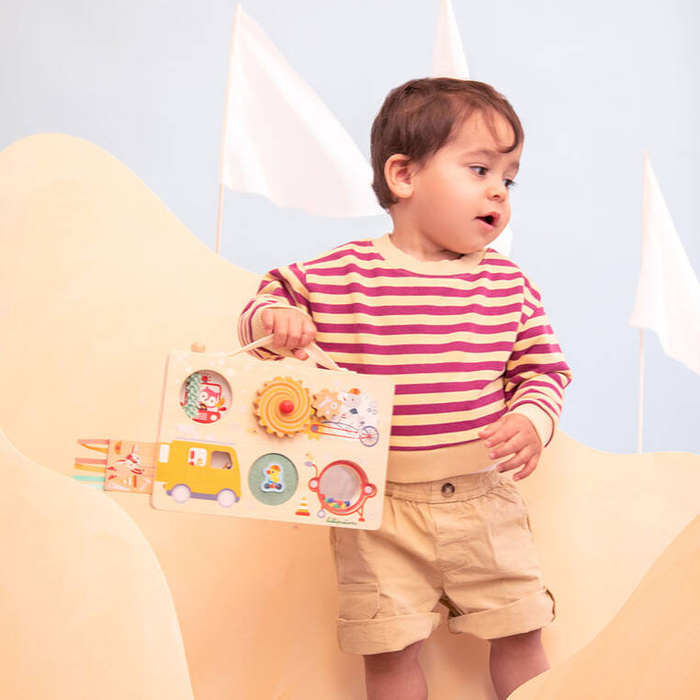 Drewniana tablica manipulacyjna walizka Pojazdy Lilliputiens 83509