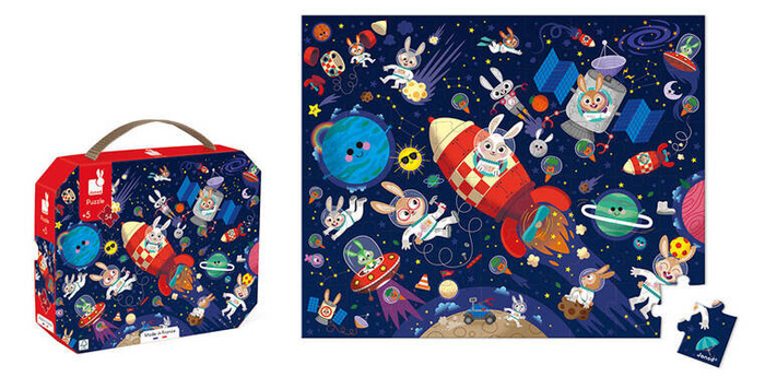 Puzzle w walizce Rakieta kosmiczna 54 elementy J02545 Janod