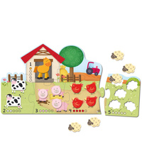 Duże drewniane puzzle dla dzieci Farma i cyferki 1-5 Goula 53438 Nauka przez zabawę