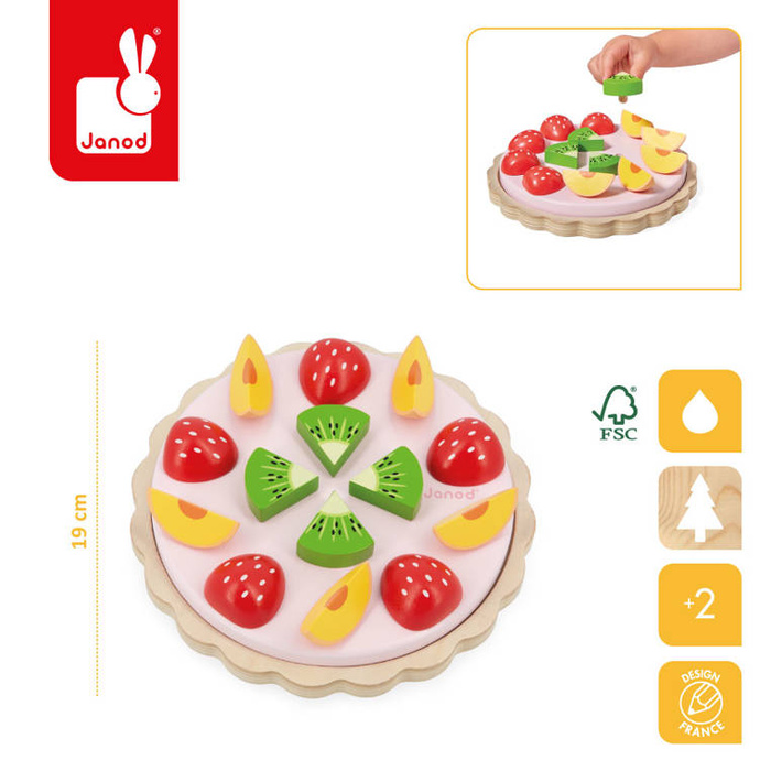 Drewniany zestaw do pieczenia Moja Pierwsza Owocowa Tarta Twist Janod J06628