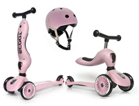 Zestaw SCOOTANDRIDE Kask + Highwaykick1 2w1 jeździk i hulajnoga Rose