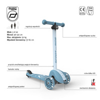 SCOOTANDRIDE Highwaykick 3S Hulajnoga z systemem sterowania 2w1 i kółkami LED składana 3+ Steel