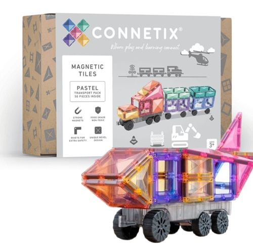 Klocki magnetyczne Pastel Transport Pack 50 el. Connetix P00050-TR
