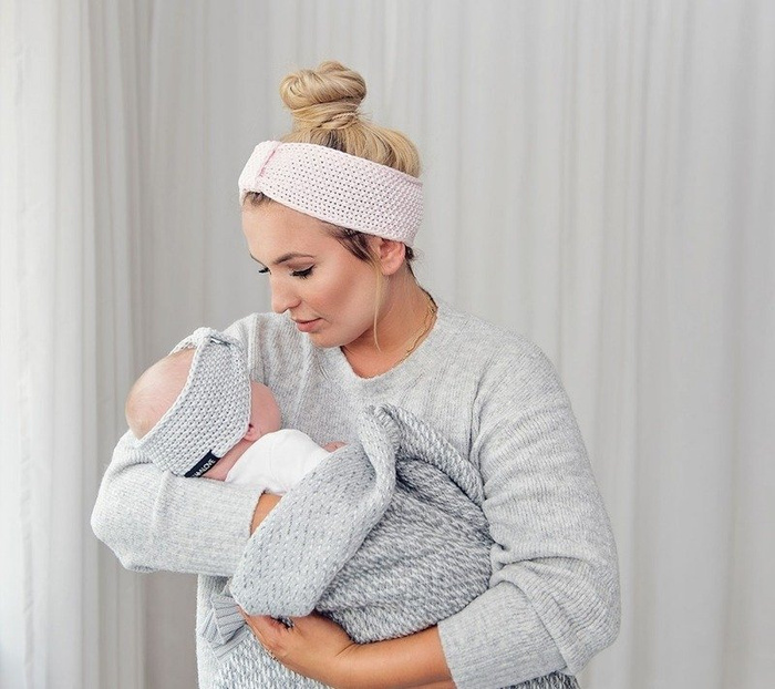 Oddychający koc bawełniany z wełną Szary LL4841-Lullalove, kocyki dla dzieci