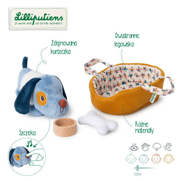 Przytulanka piesek z koszyczkiem i akcesoriami Piesek Jules Lilliputiens 83547