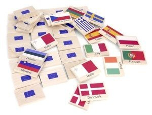 Drewniane memo Flagi Europy 99630PL-Bajo, gry pamięciowe