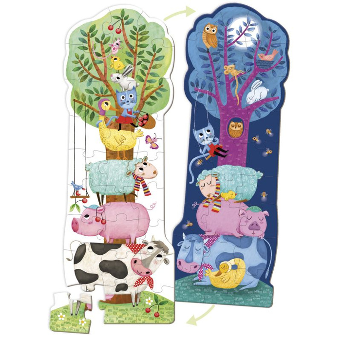 Puzzle dla dzieci XXL Farma Dzień i Noc Świecące w ciemności 27 elementów Goula 50217