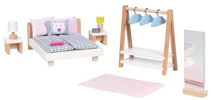 Drewniane meble dla lalek Sypialnia Miś Goki 51468 domki laleczki