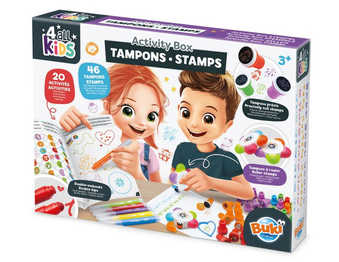 Pieczątki dla dzieci Zestaw artystyczny z książeczką aktywności Buki FK012