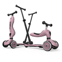 Zestaw SCOOTANDRIDE Kask + Highwaykick1 Push and Go 2w1 jeździk i hulajnoga z rączką do prowadzenia Wildberry