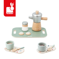 Drewniana kawiarka z akcesoriami Kawa po włosku Janod J06630 zestaw serwis kawowy