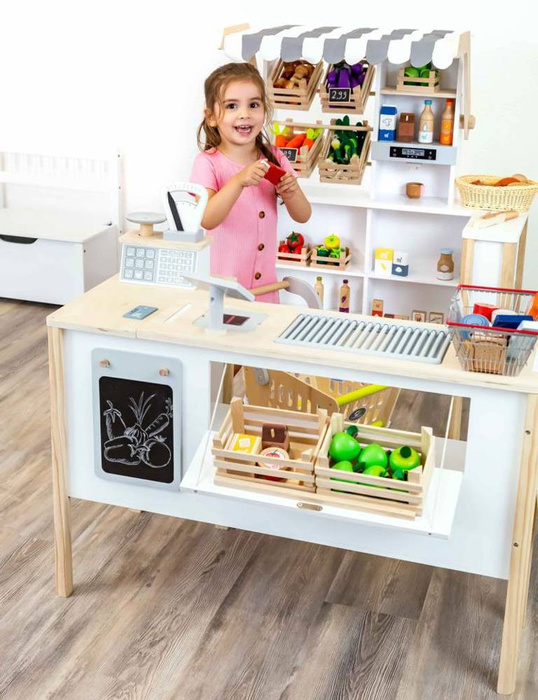 Drewniany sklep dla dzieci i kuchnia 2w1 Świeżość 11436-Small Foot, odgrywanie ról