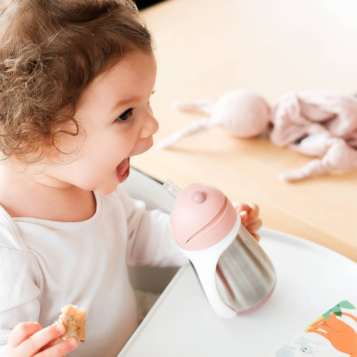 Bidon niekapek ze słomką termobutelka 250 ml old pink Beaba 913482