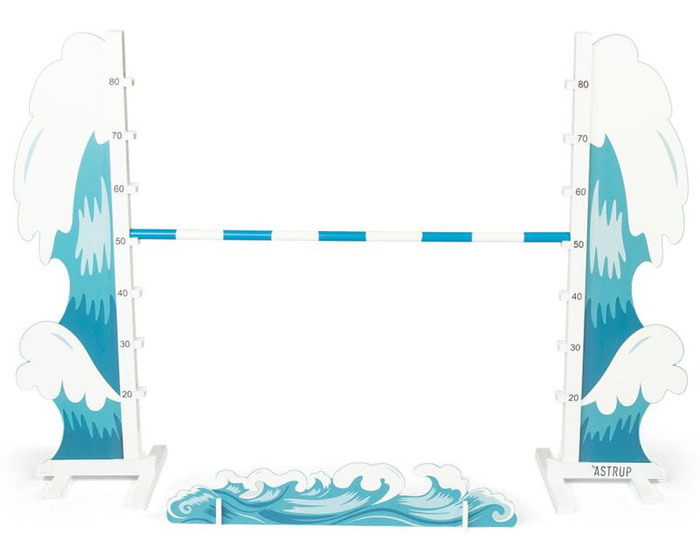 Zestaw dla Hobby Horse Koń na kiju szary z otwartą buzią i przeszkoda fale Astrup