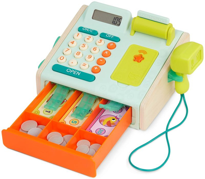 Kasa fiskalna ze skanerem i czytnikiem kart płatniczych Mini Cashier Playset B.Toys BX1934Z zabawy dla dzieci