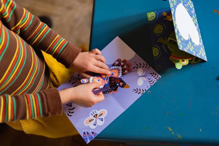 Zestaw kreatywny Przestrzenne kartki pop-up 3D Zwierzęta 6+ J07987-Janod, zestaw artystyczny