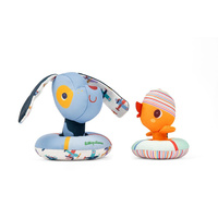 Przytulanki do kąpieli Lilliputiens 83651 Piesek Jules i Kaczorek Gaspard z kołami do pływania