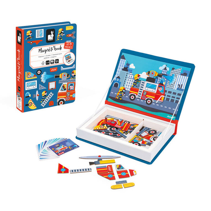 Układanka magnetyczna dla dzieci Strażacy Magnetibook J02583 Janod