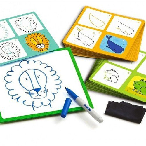 Krok po kroku z Eduludo, Nauka rysowania "Zwierzątka", DJ08319-Djeco, zestaw dla dziewczynki i chłopca