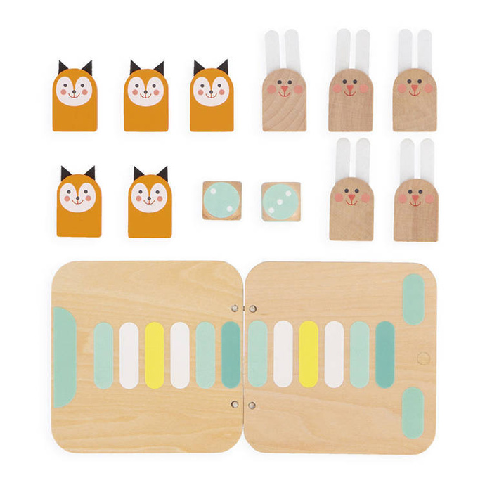 Zestaw drewnianych gier strategicznych 2w1 Kółko i krzyżyk Wyścig Taktik J02472 Janod