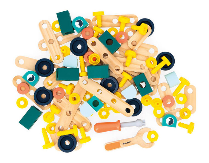 Zestaw konstruktora 100 elementów z drewna Brico'kids J06454 Janod