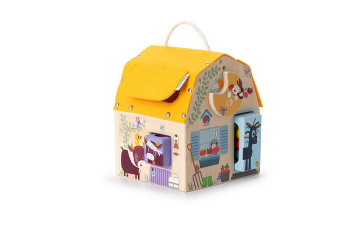 Drewniany domek dźwiękowy wielofunkcyjny z sorterem Farma 83445 Lilliputiens