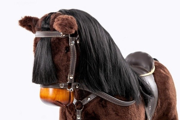 Duży, brązowy koń na ramie